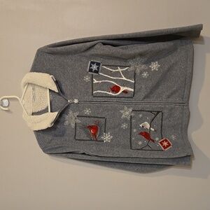 Croft And Barrow Cardinal Zip Up Gray Fleece Size Medium Petite